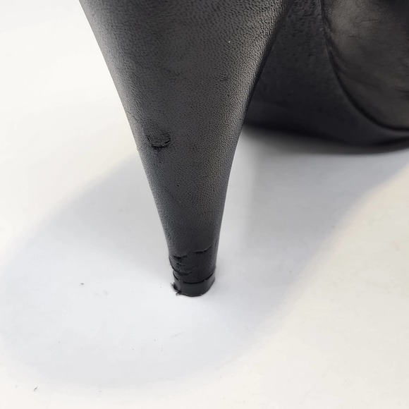 Coach Annika Heeled Ankle Booties Womens 7 B Black Leather Suede Fold Slip On - Picture 9 of 11